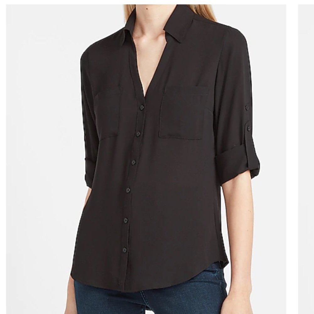 EXPRESS Black Portofino Top - XS